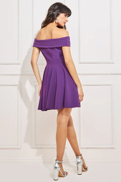 BARDOT PLEATED SKATER MINI DRESS