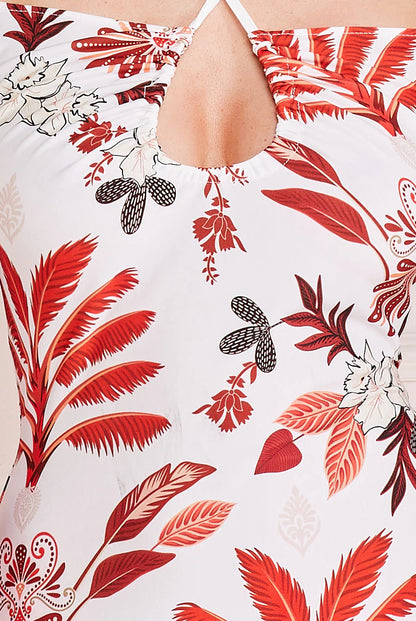 PRINTED TIE BACK MIDI DRESS