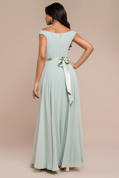 COWL NECK CHIFFON MAXI DRESS